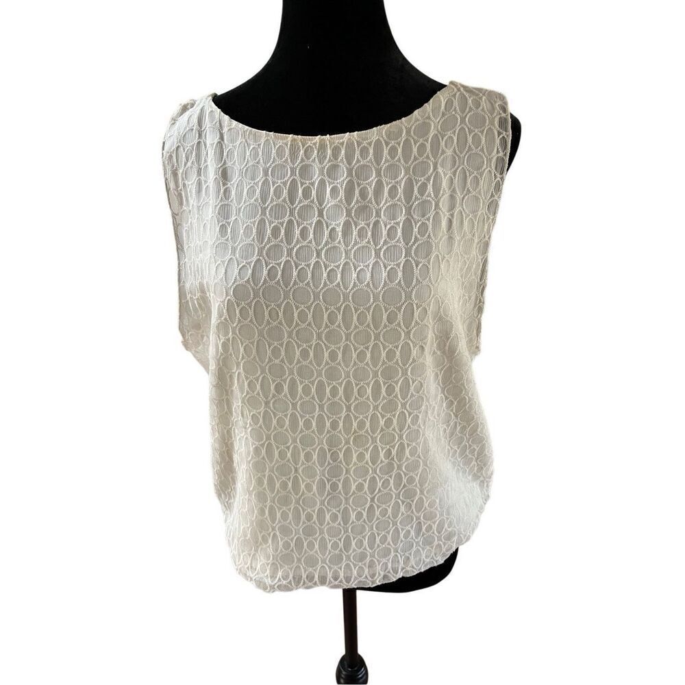 Alice + Olivia Ivory 100% Silk Tank Top Women’s M Geometric Design